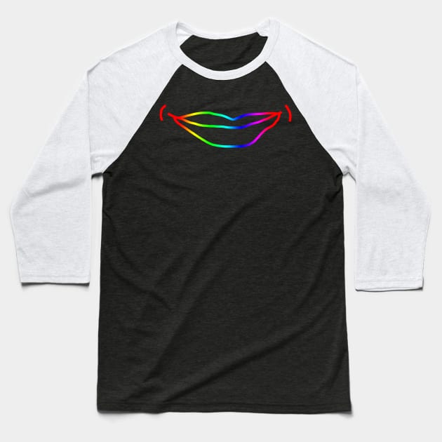 Rainbow Minimal Mouth Baseball T-Shirt by ellenhenryart